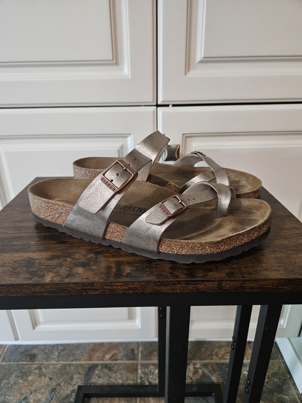 Birkenstock Mayari Metallic Silver Sandals Earthy Granola Boho Coastal Beach